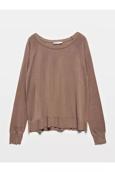  Тонкий трикотаж с круглым вырезом - Визон