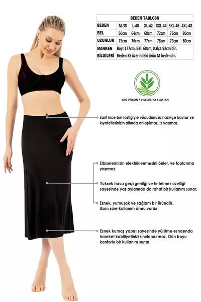 Özkan  Women's Viscose Fabric Knee-Length Skirt Dress Lining Petticoat Jumpsuit