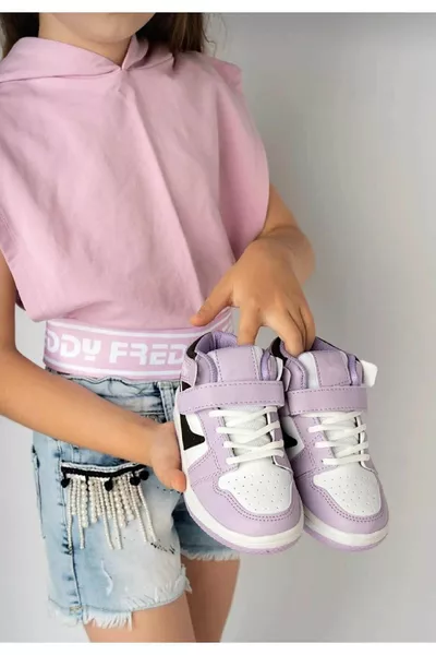 Girls' and Boys' Kids' Unisex Lace-Up Turtleneck Winter Lilac White Black Sports Basketball Shoes