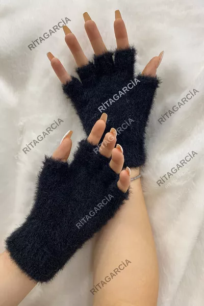 Gants en peluche à doigts coupés