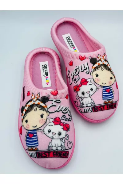 Pantofole da casa invernali con motivo gatto