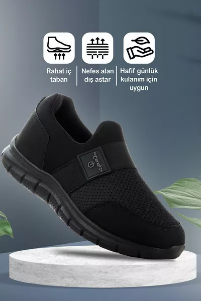 Flex Schwarze Sneaker Herren Sportschuhe Ohne Schnürsenkel