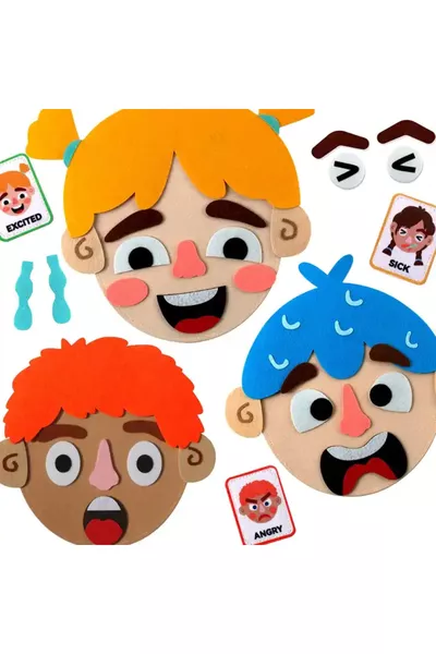 Emotion-Teaching Felt Toy with Changeable Faces | Double-Sided Montessori Educational Set for Ages 3+