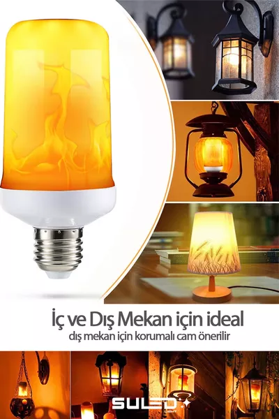 Flame Effect Bulb 2-Piece Set Fire Burning Lamp  Socket LED Light Fireplace Fire Camping Lamp