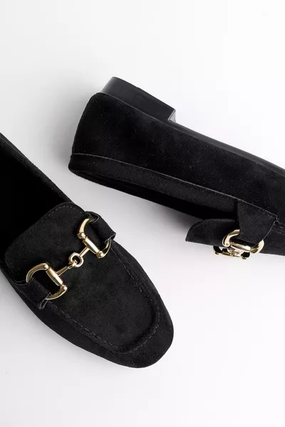 Mona Guaranteed Metal Buckle Leather Women's Loafer Daily Shoes