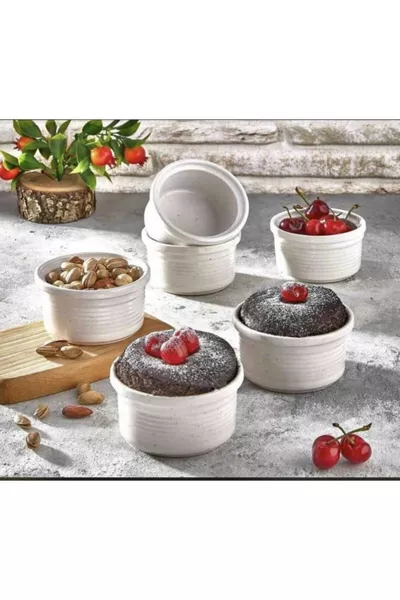 Set di 6 Pirofile e Tortiere in Porcellana Bianca