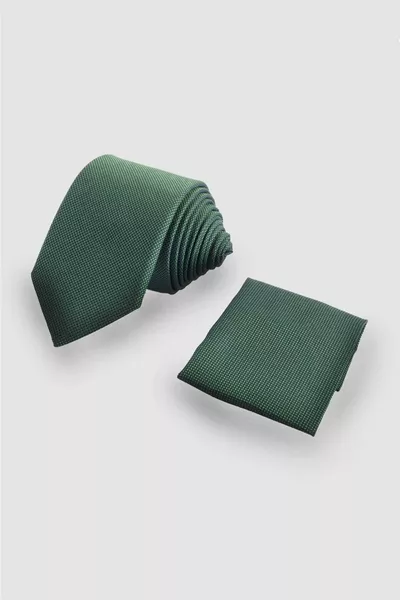 Plain Green Pocket Square Men's Tie