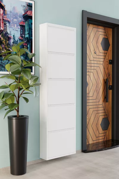 حذاء معدني أبيض بخمس أبواب