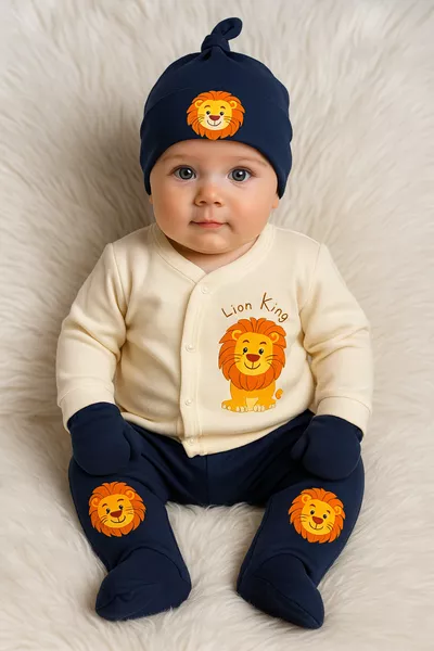 مجموعة الخروج من المستشفى للمواليد الذكور من ليتل ليون كريم 5 قطع