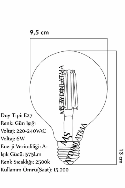   Sensitive 6 Watt Daylight LED Filament Rustic Honey Glass Bulb 