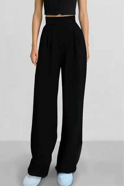 بنطال بالازو نسائي خصر مرتفع مع رباط