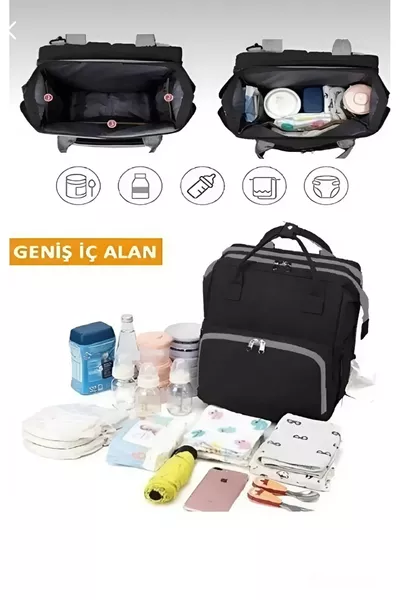 Insulated Compartment Mom and Baby Care Backpack Black