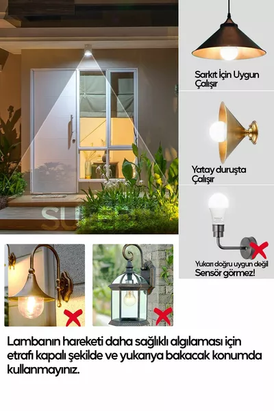 Motion Sensor LED Lamp 3 Bulbs White Light W % Energy Saving Automatic Flashing