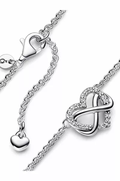 Sparkling Infinity Heart  Sterling Silver Necklace