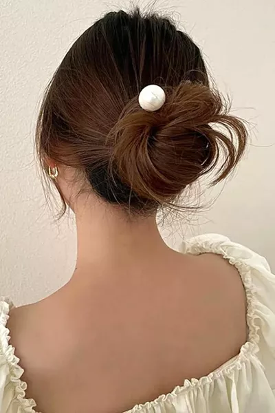 Large Pearl Cast Metal Barrette  mm.