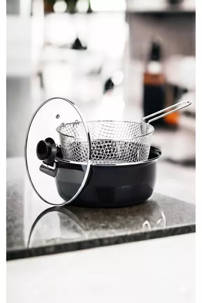 Emaille-Fritteuse  cm Schwarz