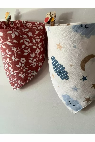 مريلة ومنديل للرضع من القماش القطني بفSnap (4 قطع)