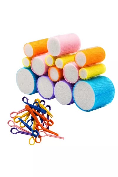  Велкро гъба бигуди, комплект от  разноцветни, самозалепващи се бигуди за коса ( щипки за коса)