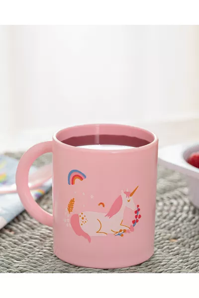 Чаша с пластмасова сламка Little Unicorn Розова