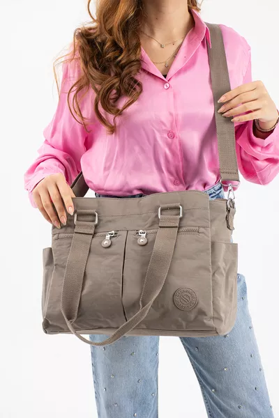 Borsa da donna modello Surse, taglia grande, con molte tasche, impermeabile, in tessuto krinkle, a tracolla e a spalla, VIP
