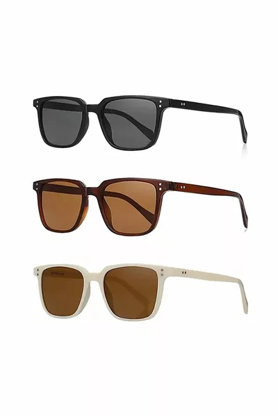 نظارات شمسية ثلاثية للجنسين باللون الأسود والبني والكريمي