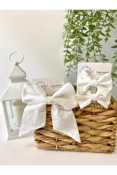 Fisto Handgemaakte Moeder-dochter Klassieke Automatische Witte Strik Haarclip Speciale Ontwerp, Henna Bruiloft Dames Haarclip