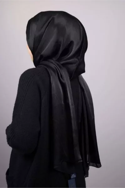 Women's Black Shiny Chiffon Evening Shawl