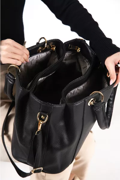 Sac à épaule et à bras femme en cuir souple noir
