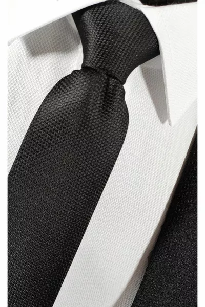 Black Color Elastic Pre-Tied 6 Cm Wide Textured Tie