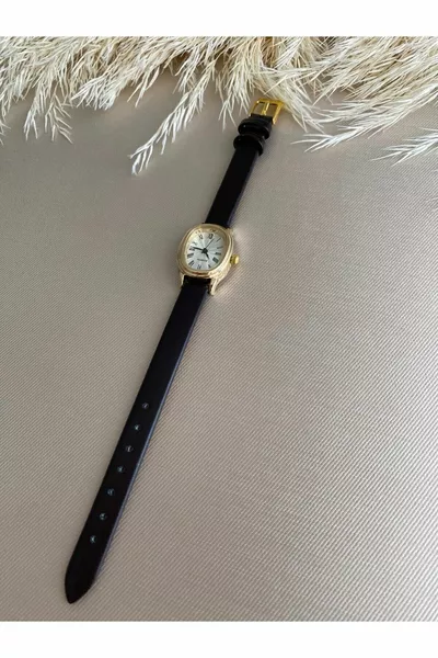 Montre Femme Quartz Rétro Minimaliste Vintage avec Bracelet en Cuir