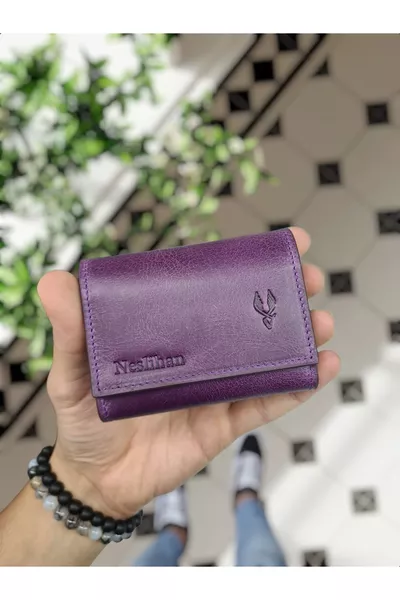  Hakiki Deri Isme Özel Akordeon Kartlık Model