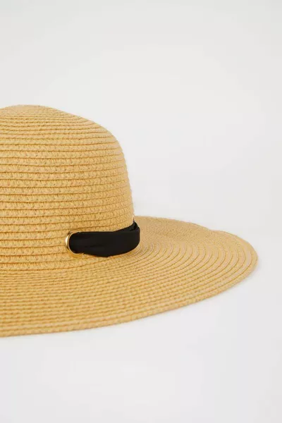 Women's Straw Hat with Ribbon Detail SM