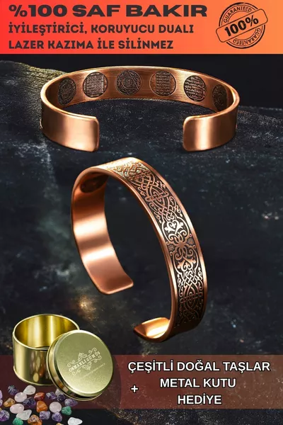 Bracciale in Rame Uomo Donna - Modello Benedizione con Armor Interno e Protezione, Bracciale di Rame con Prosperità