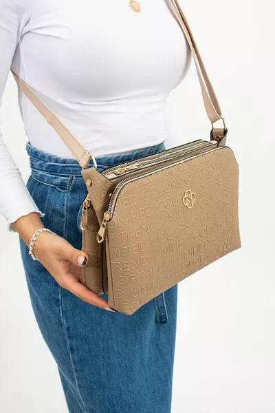 حقيبة عالية الجودة مقاومة للماء بلون فيزون، مطبوعة بنقش، ثلاثية الأقسام، بحمالة كتف عريضة