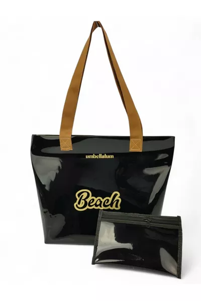Women's Beach Bag Transparent Printed PVC Beach Shoulder Bag -  Micron Thick PVC