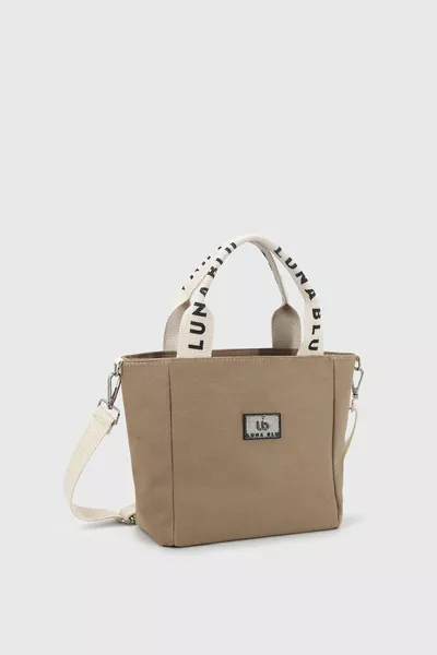 Damen Mini Canvas Stoff Tote Tasche