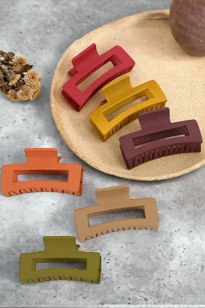 Комплект от 6 броя XL щипки за коса за жени, квадратни есенни цветове