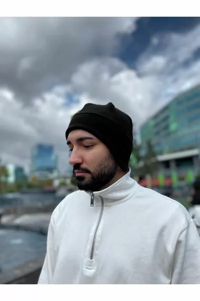 قبعة شتوية رجالية سوداء مع واقي للأذن، مقاومة للبرد، خارجية وداخلية، مصنوعة من الصوف للحفاظ على الدفء