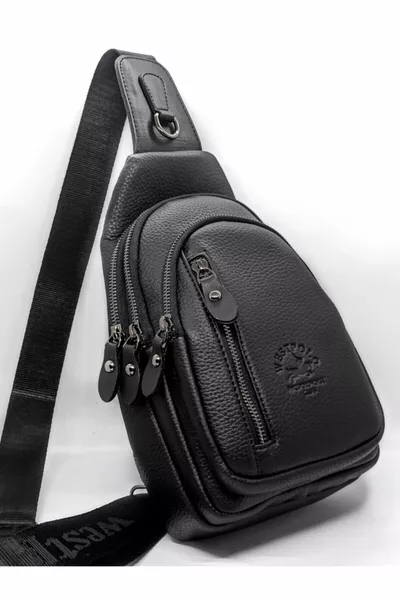 Men's Black Crossbody Chest and Shoulder Bag