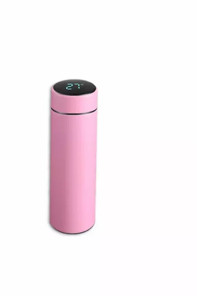 ترمس من الفولاذ المقاوم للصدأ الوردي مع مؤشر LED