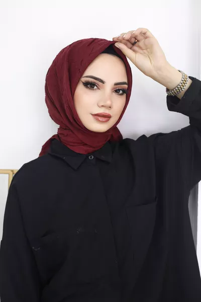Hijab Women's Bamboo Crepe Scarf Model _Burgundy