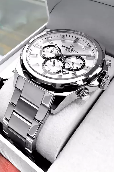 Montre Homme Royal Étanche 3 ATM avec Bracelet en Acier Argenté, Livrée avec Bracelet en Cadeau