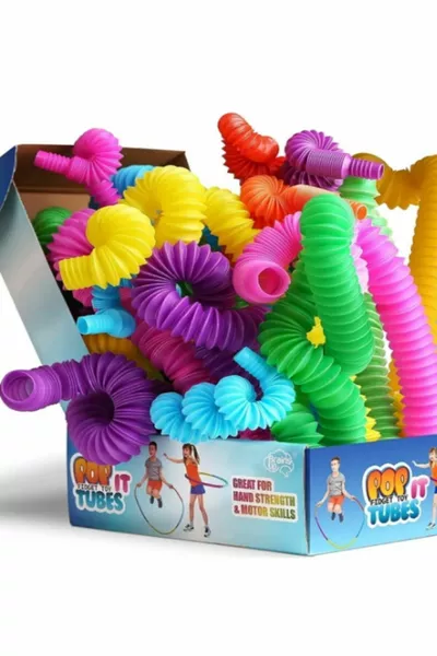 Jouet Tube Pop Pliable Set de 5 Couleurs