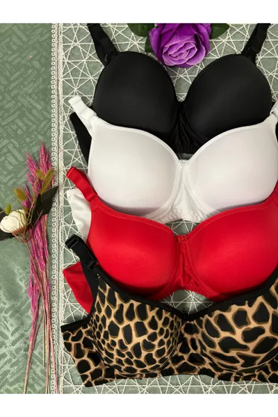 طقم صدرية نسائية مبطنة مع دعامة سلكية (4 قطع)