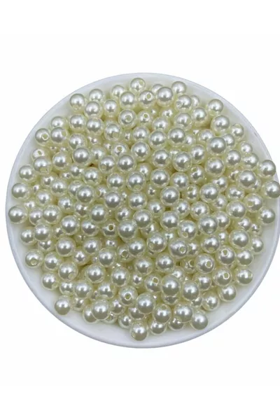  грама 8 мм кремави пластмасови перли с дупка