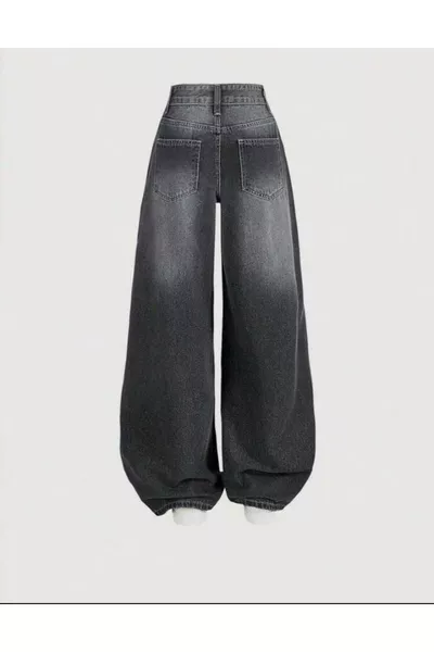 Baggy loose-fit pocket jeans, ash gray jeans
