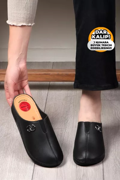 Önü Kapalı Kadın Terlik Ortopedik Anatomik Rahat Taban İç ve Dış Mekan Terlik