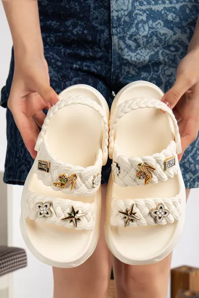 Sandales femme luxueuses à semelle confortable avec double boucle pour la plage, la mer et la piscine