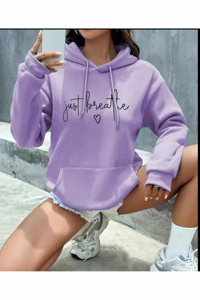 سويتر بغطاء رأس مطبوع