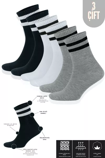 Men's and Women's ( Pairs) Striped College Tennis Socks Cotton Sweat-Resistant Socks